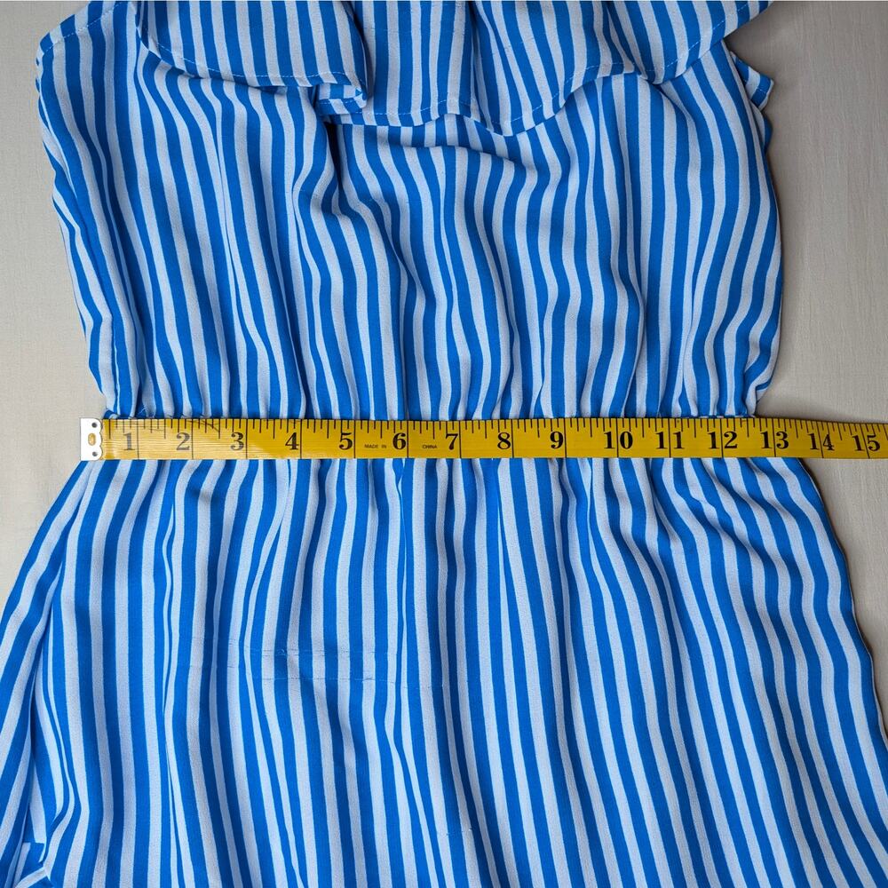 Tommy Bahama Off Shoulder Maxi Dress S Blue White Stripe Tiered Ruffle Resort - Picture 13 of 16